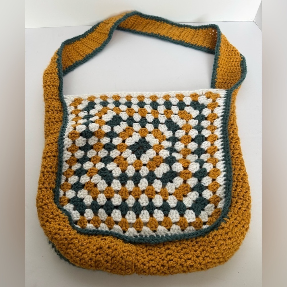 Homemade Crochet square shoulder bag
